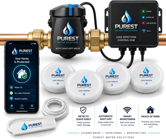 Purest Leak Detection system with shut-off valve, hub and sensors